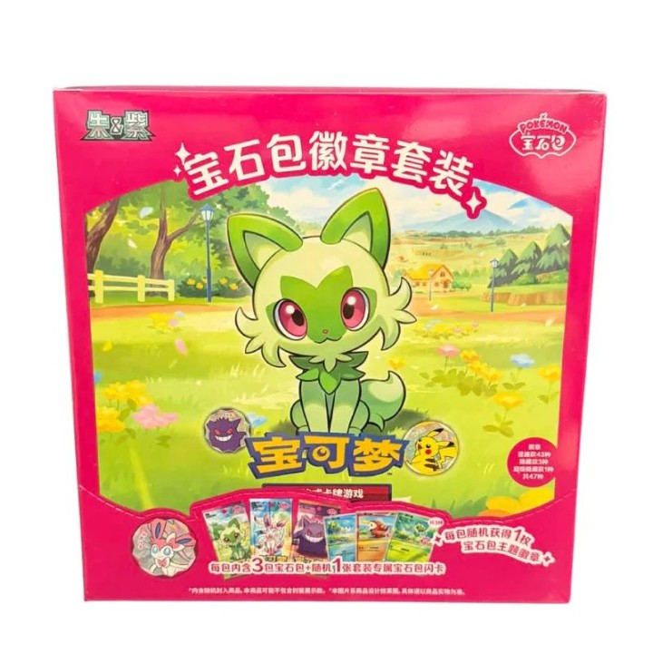Pokemon TCG: Gem Pack Badge Set Pack Booster Box 3in1- CHINA - produkt kolekcjonerski