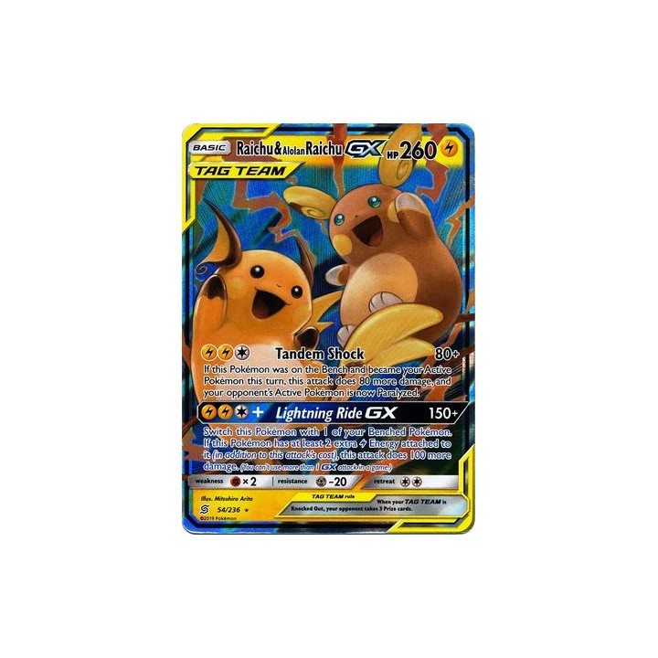 Raichu & Alolan Raichu GX - 54/236 - Ultra Rare