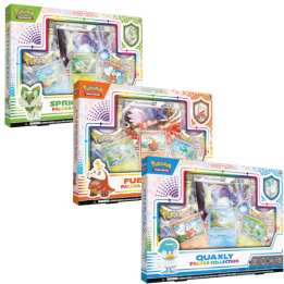 Pokémon TCG: Paldea Pin Box - 3 wzory (Quaxly, Fuecoco, Sprigatito)