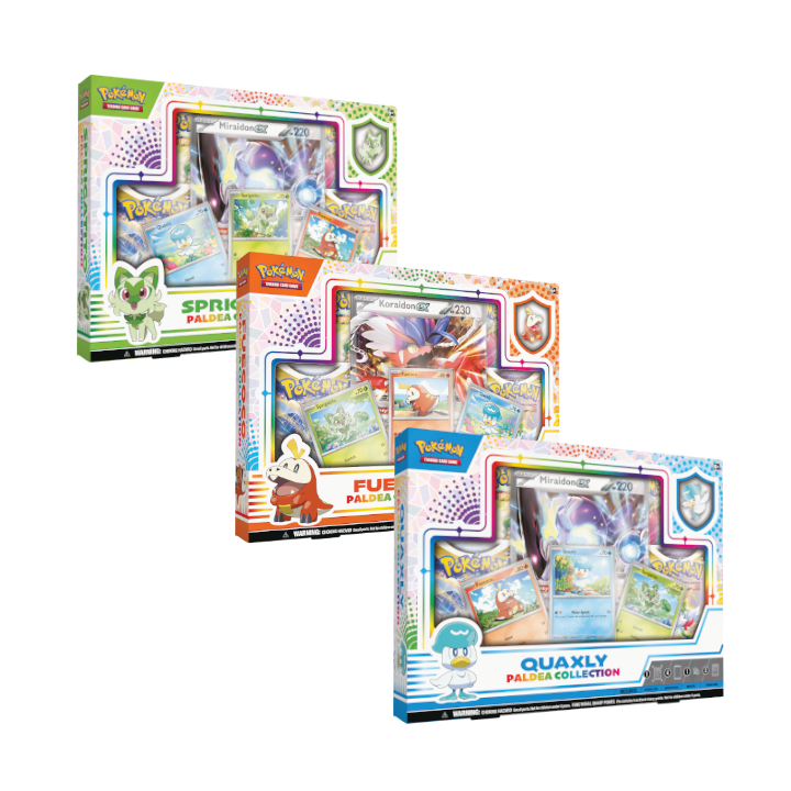 Pokémon TCG: Paldea Pin Box - 3 wzory (Quaxly, Fuecoco, Sprigatito)